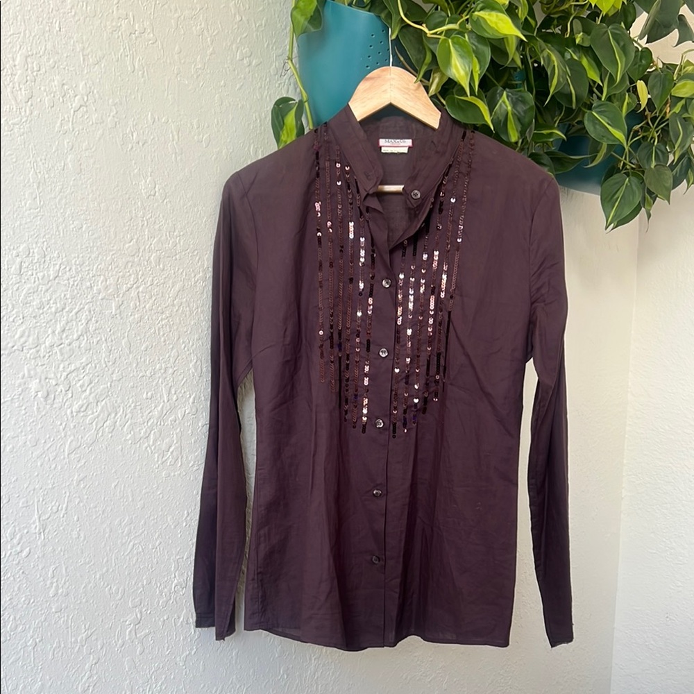 Max & Co. Purple Sequin Button Down Shirt